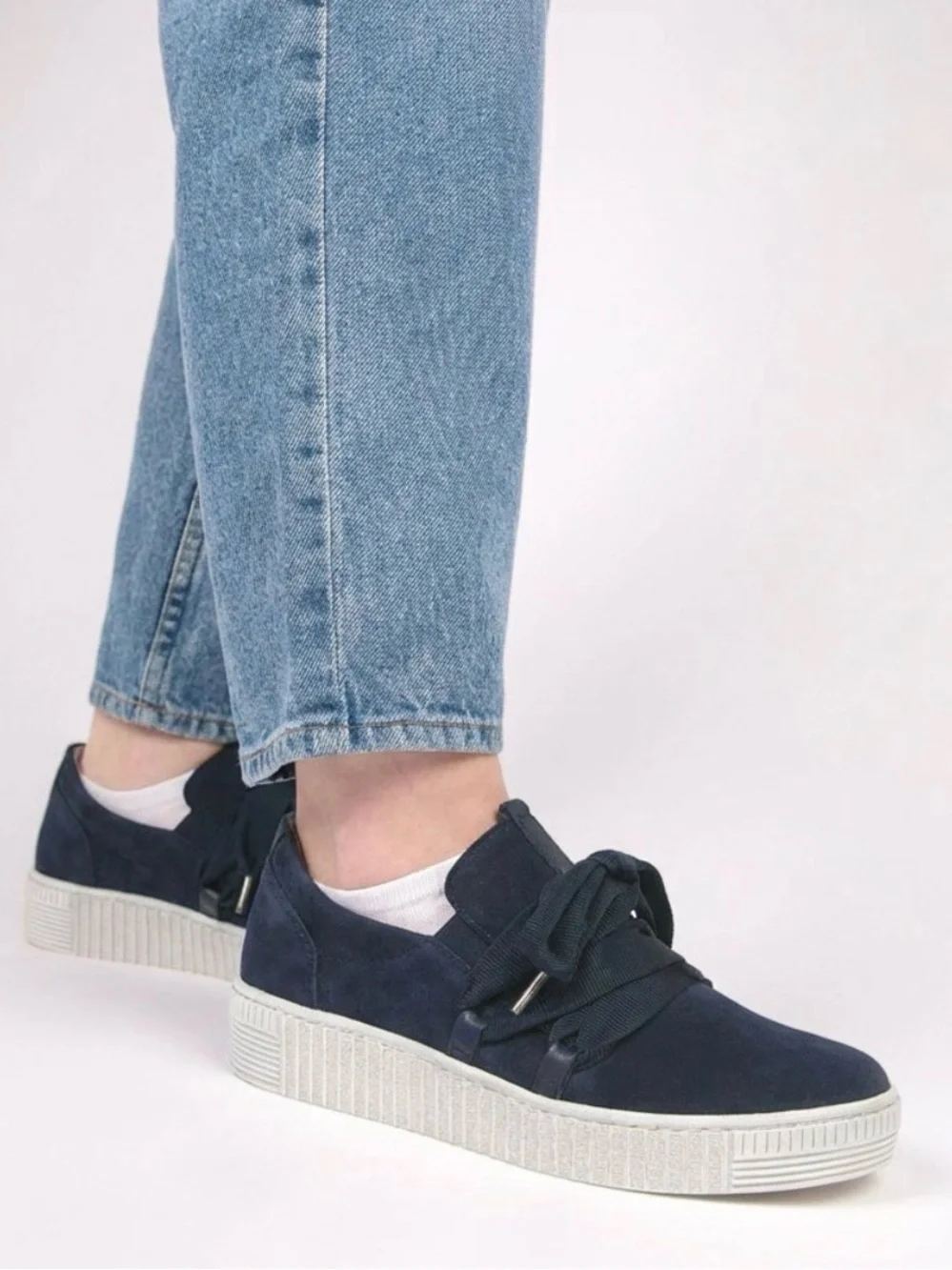 Gabor Blue Suede Platform Sneaker